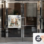 Autocollant Pour Fenêtre Clôture de la fenêtre du lapin de Noël (Porte de bureau)