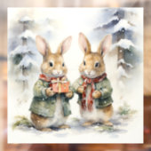 Autocollant Pour Fenêtre Clôture de la fenêtre du lapin de Noël (Feuille 2)