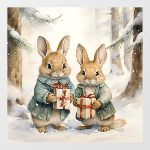 Autocollant Pour Fenêtre Clôture de la fenêtre du lapin de Noël
