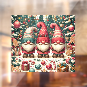 Autocollant Pour Fenêtre Clôture trio des Gnomes Noël