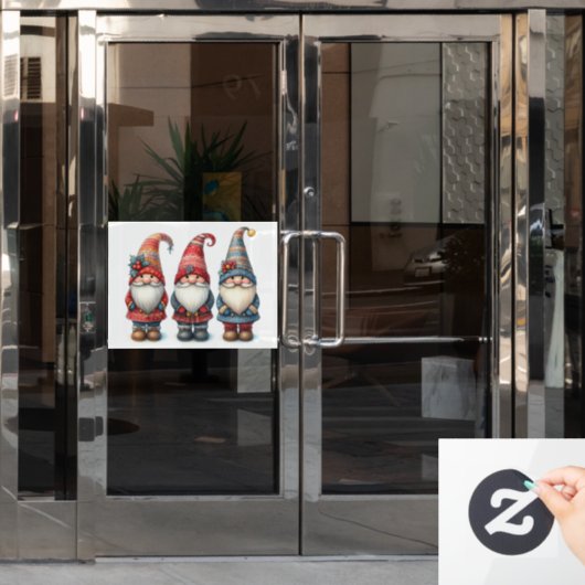 Autocollant Pour Fenêtre Clôture trio des Gnomes Noël (Porte de bureau)