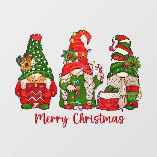 Autocollant Pour Fenêtre Clôture trio des Gnomes Noël (Feuille)