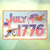 Autocollant Pour Fenêtre Clôture vintage du 4 juillet (Feuille 3)