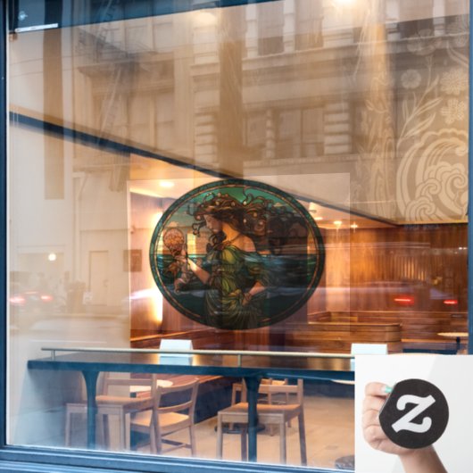 Autocollant Pour Fenêtre Clou de fenêtre en verre de sirène Art nouveau (Fenêtre de café)