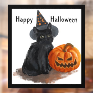 Autocollant Pour Fenêtre Clouage De Fenêtre Chat Et Citrouille