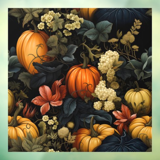 Autocollant Pour Fenêtre Clouage de fenêtre d'art floral citrouille (Feuille 3)