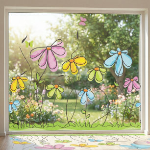 Autocollant Pour Fenêtre Clouage de fenêtre Fleurs Whimsical