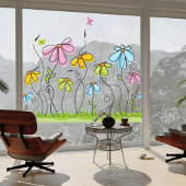 Autocollant Pour Fenêtre Clouage de fenêtre Fleurs Whimsical