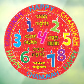 Autocollant Pour Fenêtre Clouage de fenêtre Hanoukka 8 nuits folles (Feuille 3)