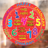 Autocollant Pour Fenêtre Clouage de fenêtre Hanoukka 8 nuits folles (Feuille 2)