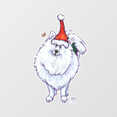 Autocollant Pour Fenêtre Clouage de fenêtre Poméranienne blanche Festive (Feuille)