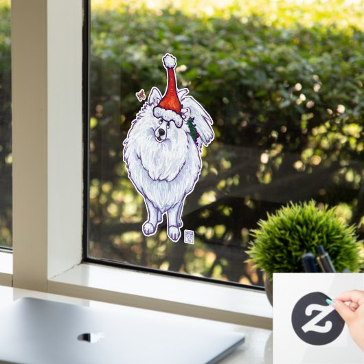 Autocollant Pour Fenêtre Clouage de fenêtre Poméranienne blanche Festive (Bureau)