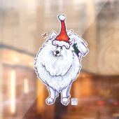 Autocollant Pour Fenêtre Clouage de fenêtre Poméranienne blanche Festive (Feuille 2)