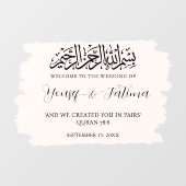 Autocollant Pour Fenêtre Clouage en verre de l'Affiche de bienvenue Mariage (Feuille)