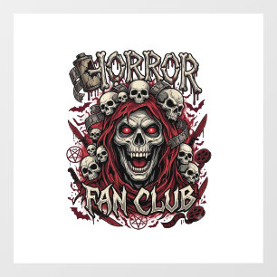 Autocollant Pour Fenêtre Club de fans d'horreur Halloween Crâne Hurleur Cap