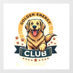 Autocollant Pour Fenêtre Club Énergie Dorée Golden Retriever Vintage Chien