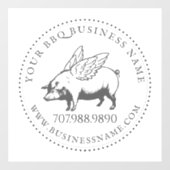 Autocollant Pour Fenêtre Cochon Avec Ailes BBQ Barbecue Business (Feuille)