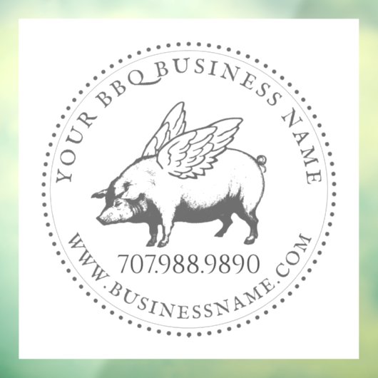 Autocollant Pour Fenêtre Cochon Avec Ailes BBQ Barbecue Business (Feuille 3)