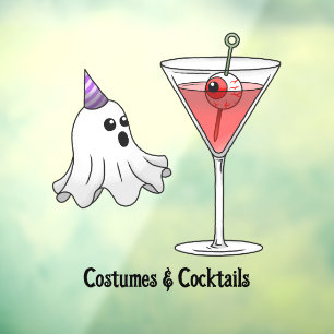 Autocollant Pour Fenêtre Cocktail Squelette et Gentil Fantôme de Fête