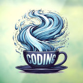 Autocollant Pour Fenêtre Codage bleu ton Café Numéros binaires Programmateu (Feuille 3)