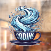 Autocollant Pour Fenêtre Codage bleu ton Café Numéros binaires Programmateu (Feuille 2)