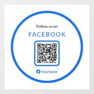 Autocollant Pour Fenêtre Code QR 12" Suivez-nous sur Facebook Bleu