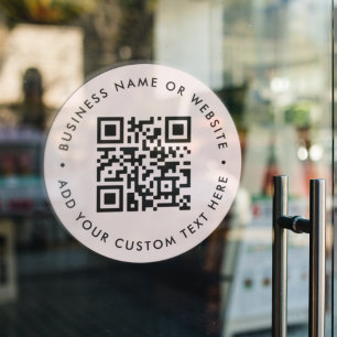 Autocollant Pour Fenêtre Code QR Affaires modernes rond rose pâle