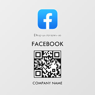 Autocollant Pour Fenêtre Code QR Avis Facebook Minimal Blanc Fenêtre