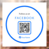 Autocollant Pour Fenêtre Code QR bleu 12" Follow Us sur Facebook (Feuille 2)