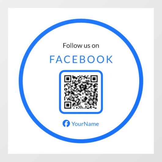 Autocollant Pour Fenêtre Code QR bleu 12" Suivez-nous sur Facebook (Feuille)