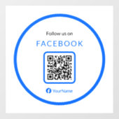 Autocollant Pour Fenêtre Code QR bleu 12" Suivez-nous sur Facebook (Feuille)