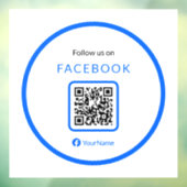 Autocollant Pour Fenêtre Code QR bleu 12" Suivez-nous sur Facebook (Feuille 3)
