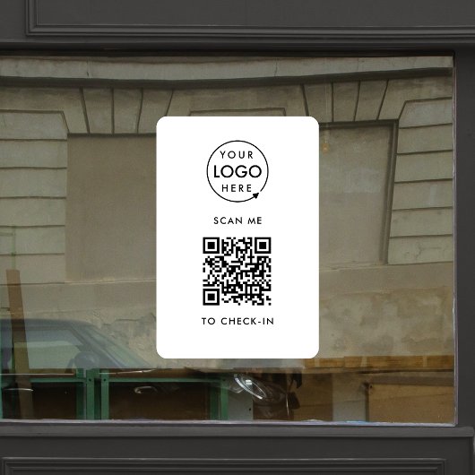 Autocollant Pour Fenêtre Code QR Check-In | Logo Entreprise Sans Contact