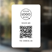 Autocollant Pour Fenêtre Code QR Check-In | Logo Entreprise Sans Contact