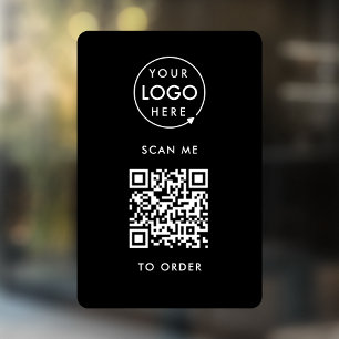 Autocollant Pour Fenêtre Code QR Commander Logo d'entreprise noir