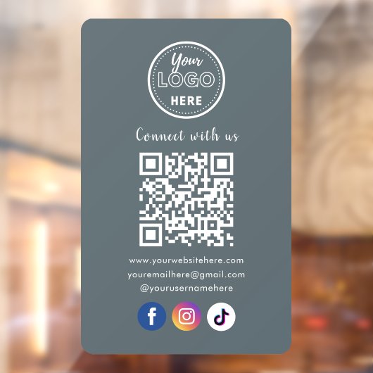 Autocollant Pour Fenêtre Code QR Connectez-vous avec nous Médias sociaux br (Feuille 2)