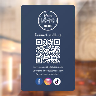 Autocollant Pour Fenêtre Code QR Connectez-vous avec nous sur les médias so