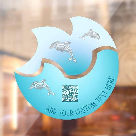 Autocollant Pour Fenêtre Code QR | Couche de la fenêtre Dolphins de la vagu (Feuille 2)
