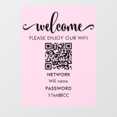 Autocollant Pour Fenêtre Code QR d'accueil WIFI | Profitez De Notre Rose Wi (Feuille)