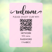 Autocollant Pour Fenêtre Code QR d'accueil WIFI | Profitez De Notre Rose Wi (Feuille 3)