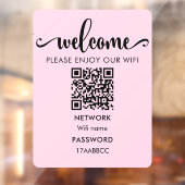 Autocollant Pour Fenêtre Code QR d'accueil WIFI | Profitez De Notre Rose Wi (Feuille 2)