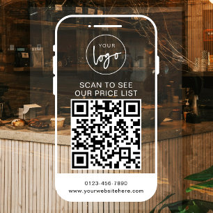 Autocollant Pour Fenêtre Code QR de la liste de prix de l'entreprise en bla