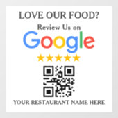 Autocollant Pour Fenêtre Code QR de l'avis Google de restaurant (Feuille)