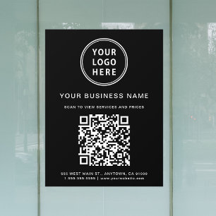 Autocollant Pour Fenêtre Code QR de logo d'entreprise simple noir