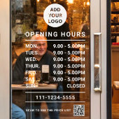 Autocollant Pour Fenêtre code QR de logo d'heures d'ouverture d'entreprise 