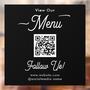 Autocollant Pour Fenêtre Code QR de menu simple pour entreprise