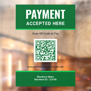 Autocollant Pour Fenêtre Code QR de paiement Green Scan pour les entreprise