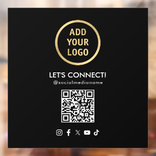 Autocollant Pour Fenêtre Code QR de réseaux sociaux Ajoutez votre logo Noir