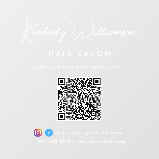 Autocollant Pour Fenêtre Code QR de signature chic pour nom d'entreprise (Feuille)