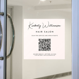 Autocollant Pour Fenêtre Code QR de signature d'affaires chic rose